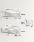 ODesign Shower Caddy 3 Pack SUS304 Stainless Steel-No Drilling-Shower Bathroom Shelves Rack,Rustproof Wall Mounted,Adhesive Shower Shelf Basket Organizer-Silver - color: Silver