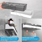 2-Pack Shower Caddy, Separable Shower Organizer with Soap Dish and Hooks, No Drilling Double Layer Shower Shelf, Used for Bathroom and Kitchen (Black) - size: Shower Caddy + Soap Dish