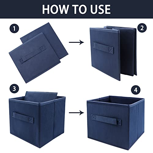 EBIGIC Small Storage Bins,Collapsible Fabric Storage Organizer 9.0"x7.5"x7.5" 6 Pack,Mini Storage Box,fit for closet, living room, bookshelf, Kids clothes and toys storage and organization Blue… - color: Blue 6Pack, size: 9”x 7.5”x 7.5”