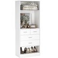 Unikito 25" Closet System with Drawers, 2FT Freestanding Closets Organizer with Storage Shelves and Mirror, Sturdy Walk in Closet Tower for Bedroom, Mudroom and Entryway, 25" W x 16" D x 80" H, White