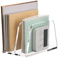 SANRUI Acrylic Mail Organizer for Desk Vertical Letter Holder Clear Bookshelf 2-Slots, Small File Sorter for Bills, Envelopes, Office Supplies, Upright Binder Divider for Home Office School - style: 2 Sections