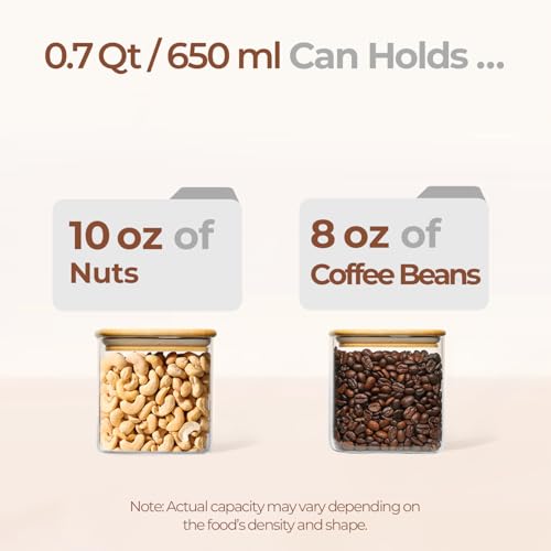 ComSaf 0.7 Qt Glass Food Storage Jars Set of 9, Clear Glass Storage Containers with Lids, Pantry Organization Jar, Spice, Blooming Tea, Oat, Coffee and Sugar Container, Small Canister Set for Kitchen - size: 0.7Qt*9