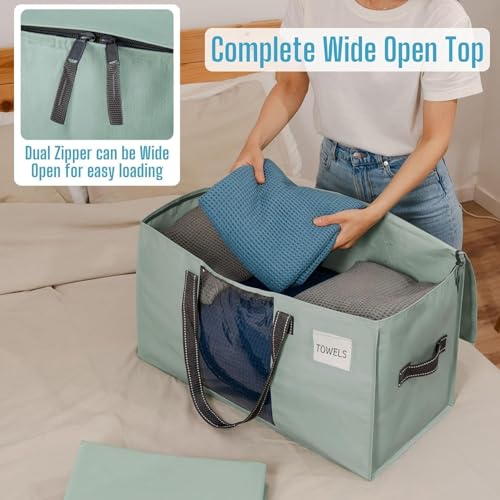 VENO 2 Pack Heavy Duty Moving Bags, Clothes and Comforter Storage Bags with Clear Window, College Dorm Essentials Packing Supplies, Foldable Boxes Alternative (Light Green Matte, 2 Pack) - color: Light Green Matte, size: 2 Pack