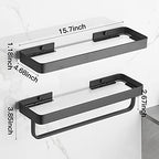 VOLPONE Bathroom Shelves Wall Mounted Glass Shelf for Floating Shelf Tempered Glass Shelves 2 Tier Bathroom Wall Organizer(Black) - color: Black(rectangular)