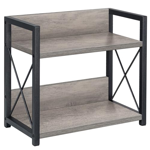 Giikin Countertop Shelf Organizer, 2 Tier Kitchen Spice Rack for Countertop, Wood Coffee Counter Shelf for Home, Particle Board and Metal, Grey, Small - color: Grey, size: Small