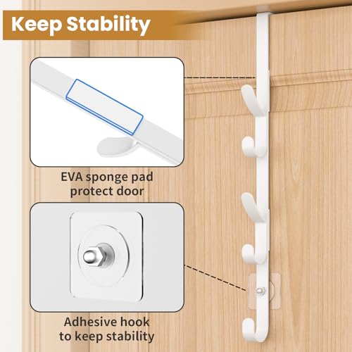 Over The Door Hooks, Metal Door Hooks for Hanging, Over The Door Purse Organizer for Coat Hanger, Back of Shower Door for Hanging Towel Rack Clothes, Hat, Bathroom, Closet (White-3Packs) - color: White, size: 3 Pack
