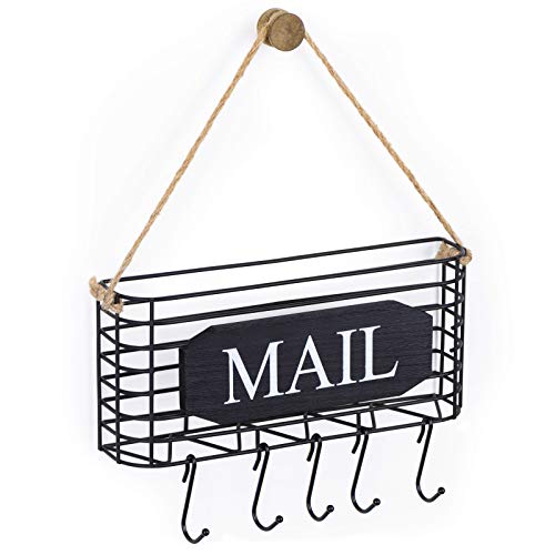 SRIWATANA Mail Key Holder for Wall, Mail Organizer Wall Mount, Small Size, Black - color: Black, size: Small