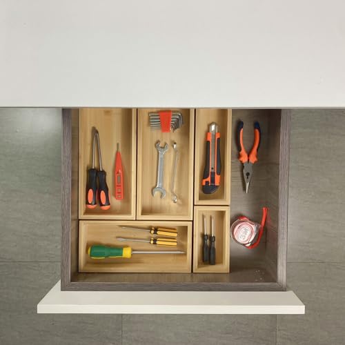 bamboo drawer organizer Set,expandable drawer dividers,wooden storage organizers,drawer organizers for kitchen, bathroom,flatware,Tea Bag Organizer (2 X 5PCS Natural) - color: 2 X 5PCS Natural)