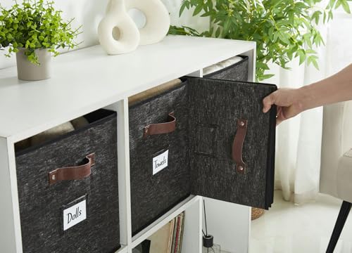 DECOMOMO Storage Baskets, 13x15x13 Storage Cube Bins with Labels for Organizing Shelves Kallax (Kallax / 4pcs, Black Pattern) - color: Black Pattern, size: Kallax 13" x 15" / 4pcs