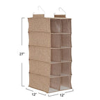 Household Essentials 10 Pocket Hanging Shoe Closet Organizer with Hooks - color: Latte