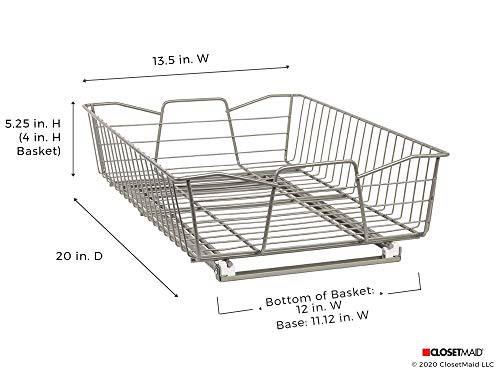 ClosetMaid 14 in. Pull Out Cabinet Organizer, Heavy Duty, Slide Out Pantry Shelves Drawers for Kitchen, Bathroom, Nickel - color: Nickel, size: 14-Inch One Tier