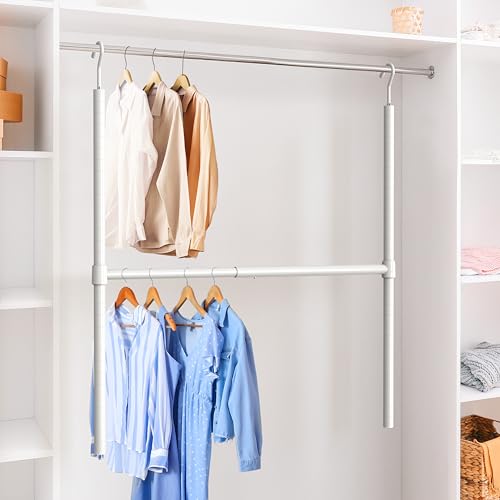 Simple Houseware Adjustable Closet Hanging Rod, White - color: White, size: 1 Pack