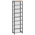 HOOBRO Narrow Shoe Rack for Small Spaces, Slanted Shoe Organizer for Entryway, Slim Angled Shoe Storage Rack for Closet, Space Saving 9 Tier Shoe Shelf Holds 8-16 Pairs, Rustic Brown BF92XJ01 - size: 9 Tier ( 60.6"H)