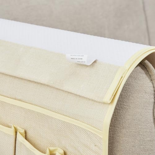 FLYILY Sofa Armrest Organizer Non-Slip Arm Chair Hanging Caddy Remote Control Holder for Magazine,Tablet, Phone, Books, Glasses(Beige,13in) - color: Beige, size: 35"x13"