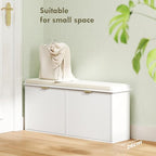 HOMCOM Shoe Bench with Padded Seat Cushion and 2 Flip-Drawers, Entryway Bench Holds up to 529lb, Shoe Cabinet, 40.9x10.2x18.7 Inches, White - color: White, size: 40.9" x 10.2" x 18.7"