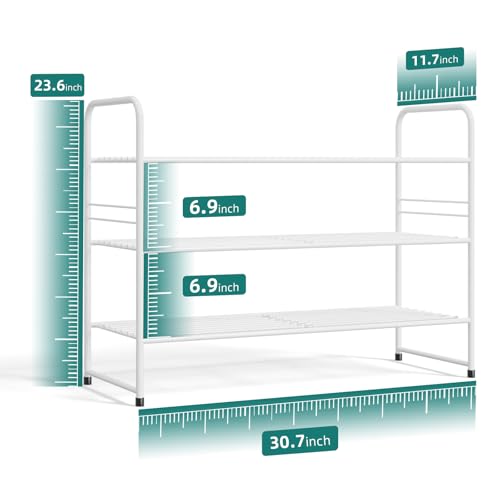 SUFAUY 3 Tier 33" Wide White Metal Shoe Rack for Closet, Stackable - color: White, size: 3 Tier