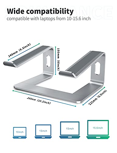 SOUNDANCE Laptop Stand, Aluminum Computer Riser, Ergonomic Laptops Elevator for Desk, Metal Holder Compatible with 10 to 15.6 Inches Notebook Computer, Silver - color: A-Silver, size: For 10 to 15.6 Inches Laptop
