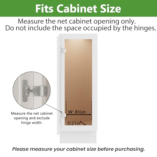 ROOMTEC 3-Tier Pull Out Cabinet Organizer Spice Rack for Narrow Cabinet 8" W x 20½" D, Slide Out Wood Shelves Storage for Kitchen - size: 8" W x 20½" D, 3 Tier, Wood Shelves