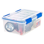 IRIS USA 16 Qt Storage Box with Airtight Seal, 4 Pack - BPA-Free, Made in USA - Heavy Duty Moving Containers with Tight Latch Gasket Lid, Weather Proof Tote Bin, WEATHERPRO - Clear/Blue - size: 16 Qt. - 4 Pack