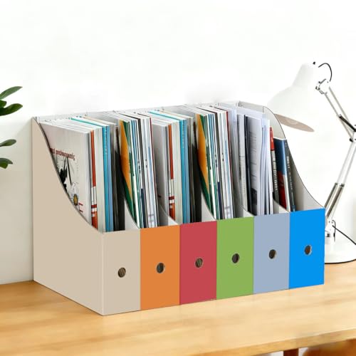 Limitliho 24 Pack Cardboard Magazine Holder for Desk, Book Bins for Classroom Library,Office,Home, 10.6" H x 10.2" L x 3.5" W in Magazine File holder (Fresh color) - color: Fresh color