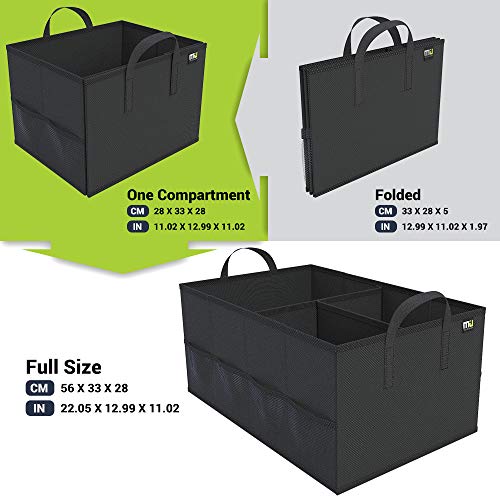 MIU COLOR Trunk Organizer for Car, Car Organizer, 8 Mesh Pockets Trunk Organizer for SUV, Non-Slip Bottom, Storage Organizer for Sedans, Van, Jeep, Grocery, 2 Compartments, Black 22"x13"x11" - color: Black, size: Medium