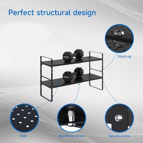 Expandable Cabinet Shelf Organizer Adjustable Metal Spice Rack Stackable Freestanding Counter Storage Shelves for Kitchen Cabinet Under Sink Office Desk (Black - 3Pack - L16.5-27'' * W8'' * H9.6'') - color: Black - 3pack - L16.5-27'' * W8'' * H9.6''