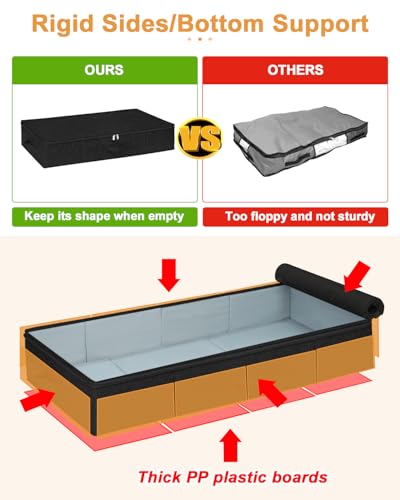 Under Bed Storage Container, 3 Pack Underbed Storage Bags With Lid, Foldable Sturdy Clothes Storage Organizer W/ 3 Handles, Ultra Thick Fabric Blanket Shoe Storage Box, 30x15x6.7inch, Black, 50L - color: Black-3 Pack, size: 6.7 inch Tall