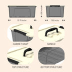 9-pack clear small plastic storage bins with khaki safety lids and black latch locks, durable stackable nestable organization containers, 6 quarts - color: Khaki