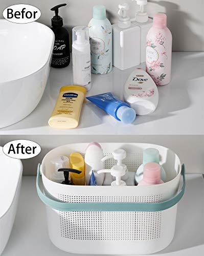 UUJOLY Plastic Storage Baskets with Handles, Shower Caddy Shelf Organizers Basket for Bathroom, Kitchen, Dorm Room, Green - color: Green, size: 1 Pack