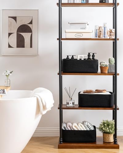 Small Woven Basket, 13.5 x 9.5 x 5 Inches, Storage Basket for Organizing, Cute Small Rope Shelf Closet Cube Storage Bins Baskets for Shelves, Dog Toy Gift Baskets Empty, 3 Packs, Black - color: Black, size: 13.5"L x 9.5"W x 5"H