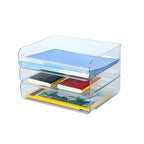 3 Tiers Stackable A4 Paper Trays, Office Desk File Holder, Tidy File Document Letter Book Paper Organizer (3 Tiers,Clear) - color: Clear, size: 3 tiers