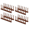 HBlife 4pcs 6 Slots Teak Dish Plate Bowl Cup Book Pot Lid Cutting Board Drying Rack Stand Drainer Storage Holder Organizer Kitchen Cabinet（Keep Dry） - color: Teak 6 Slots 4pcs