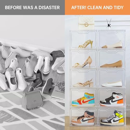 Magnetic Acrylic Clear Shoe Boxes – 360° Transparent Stackable Sneaker Storage & Organizer Box, Professional Shoe Display Case & Multipurpose Storage Bin for Closet (5pcs) - color: Acrylic Clear, size: 5PC