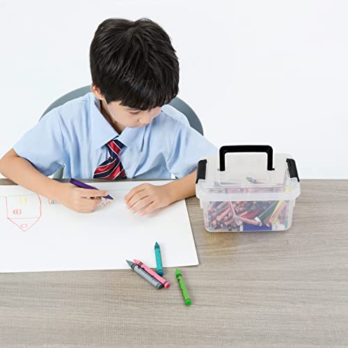 Jekiyo 2.5 Quart Plastic Latching Box, Clear Bin with Black Handle, 4 Packs - size: 2.5 Quart