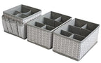 VERONLY Cosmetic Storage Bins Makeup Organizer, Adjustable Multifunction Storage Box Desk Drawer Divider for Makeup Brushes, Bathroom Countertop or Dresser, Set of 3 (Grey) - style: Tree Branch Pattern 3PC