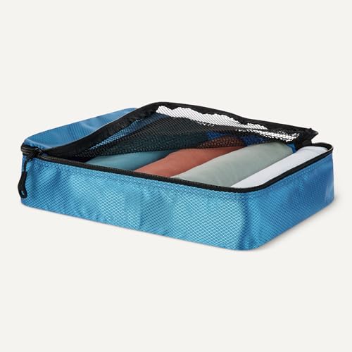 Amazon Essentials 4-Piece Packing Cubes Travel Accessories Set, Luggage Organizer with Double Zipper, Mesh Top, Space-Saving, Medium, Sky Blue (Previously Amazon Basics) - color: Sky Blue, size: 4 x Medium