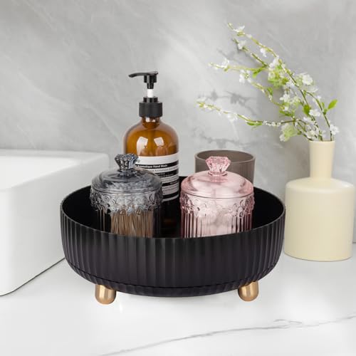 Anyoifax Makeup Perfume Organizer Tray 360 Degree Rotating Lazy Susan Skincare Lotion Organizer Spinning Cosmetics Storage for Dresser, Vanity, Bathroom Countertop, Large Black - color: Black, size: 11 "