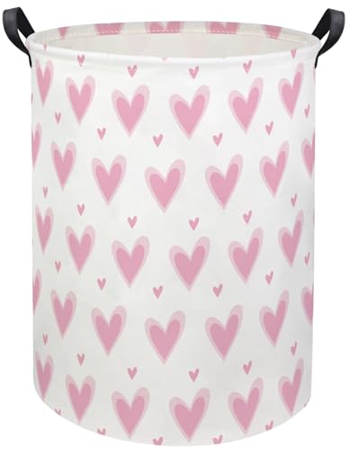 Baby Laundry Basket Baby Hamper for Nursery Girl Kids Butterfly Hamper Cute Kids Toys Storage Bin Organizer Butterfly Room Decor for Home(Pink Hearts) - color: Pink Hearts