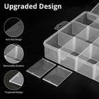 Exptolii 18 Grids Plastic Organizer Box with Dividers, Clear Compartment Container Storage for Washi Tapes Beads Crafts Jewelry Fishing Tackles, Size10.8 x 7.7 x 1.7 in - size: 1x Large 18 Grids