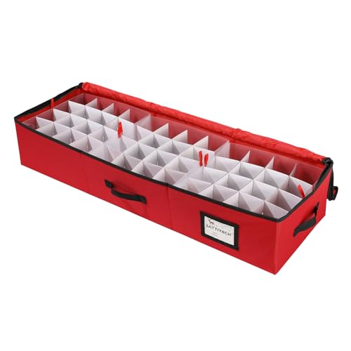 Sattiyrch Christmas Ornament Storage Box,Box Contributes Slots for 96 Holiday Ornaments 3-Inch Underbed Storage - size: 96 pcs with Trays-Underbed