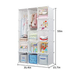 Modular Baby Wardrobe Closet, Portable Children Organizers and Storage for Nursery,15 Cubes with Hanging Rods,Multi-Functional Kids Storage Shelf-Bedroom Clothes Armoire (Boys & Girls)