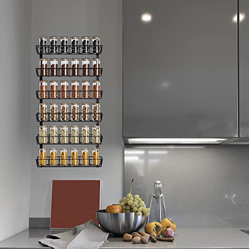 SWOMMOLY Adjustable Wall Mount Spice Rack Organizer, 12-Tier Dual-use (Multi-use) Hanging Spice Shelf Storage for Kitchen Pantry Cabinet Door, Seasoning Holder Organizer, Black - color: Black, size: 12-Tier