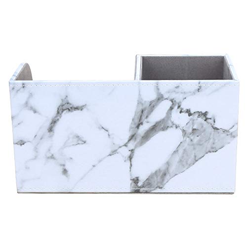 KINGFOM Desk Organizer Office Supplies Caddy Pu Leather Multi-function Storage Box Pen/Pencil,Cell phone, Business Name Cards Remote Control Holder Gray Marble - color: S-gray Marble