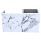 KINGFOM Desk Organizer Office Supplies Caddy Pu Leather Multi-function Storage Box Pen/Pencil,Cell phone, Business Name Cards Remote Control Holder Gray Marble - color: S-gray Marble
