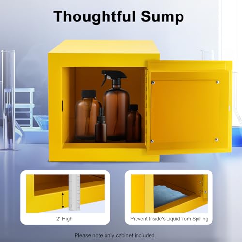 Hazardous Materials Storage Cabinet, 13"x13"x13" Industry Safety Cabinet, 2 Gallon Flammable Liquid Storage, Ultimate Safety Box Manual-Close Space Saver, Fireproof Cabinet
