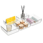 5 PCS Clear Plastic Drawer Organizer Set, 2 Sizes Acrylic Drawer Storage Trays Non Slip Storage Bins for Makeup, Jewelry, Gadgets for Kitchen, Bedroom, Bathroom, Office - style: 5pcs