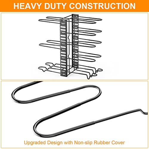 Pots and Pans Organizer for Cabinet with 2 Hooks, Adjustable Pot and Pan Organizer Rack for Cabinet 8 Tiers Durable Steel Construction Pot Rack Space Saving Kitchen Storage