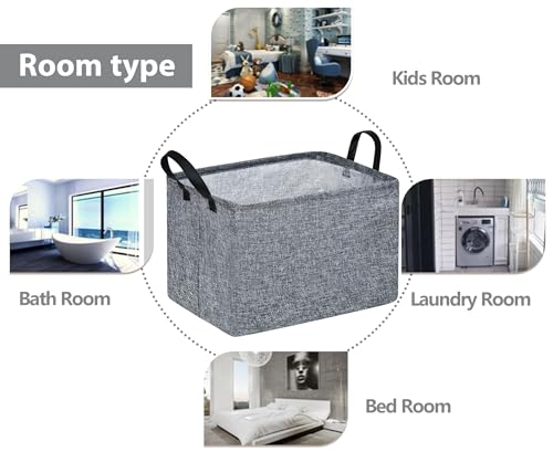 Rec Box Hamper Storage Basket Collapsible Organizer Bin Gift Shelf Baskets for Home and Kitchen Storage - color: Grey