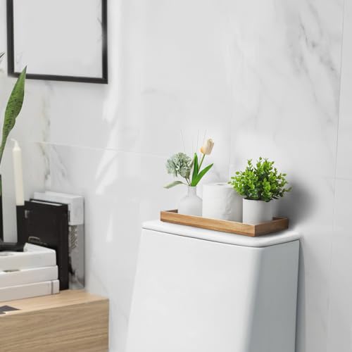 ALELION 13" Bathroom Vanity Tray for Counter - Acacia Wood Decorative Tray for Toilet Tank Makeup Perfume Jewelry Catchall Coffee Table - Wooden Kitchen Countertop Organizer for Soap Dispenser - color: Acacia, size: 6.5" x 1.2" x 13"