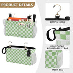 Bedside Caddy Hanging Bunk Bed Caddy Bed Organizer Hanging Pocket with 2 Hooks Bedside Storage Organizer Pocket Bag Holder Checkered Light Green - color: Checkered Light Green